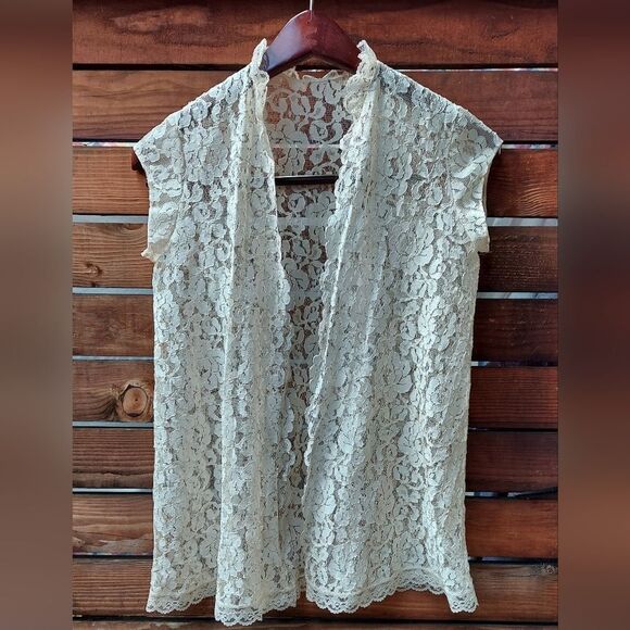 Vintage Intime California Sheer Lace Cardigan Vest 1960s Size Small - Picture 3 of 11